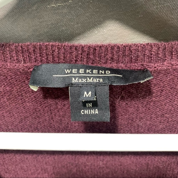 Weekend MaxMara 100% Cashmere Sweater Maglia V-neck Check Flowers details Size M - Picture 3 of 6